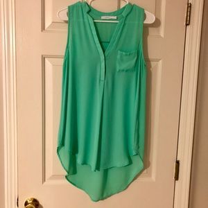 Lush Sea Foam Green Sleeveless Tunic Blouse, Sz M